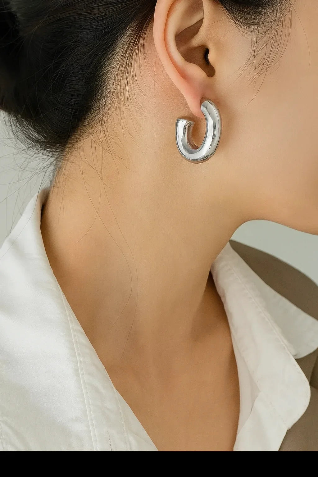 Silver line Hoop earrings - Etara