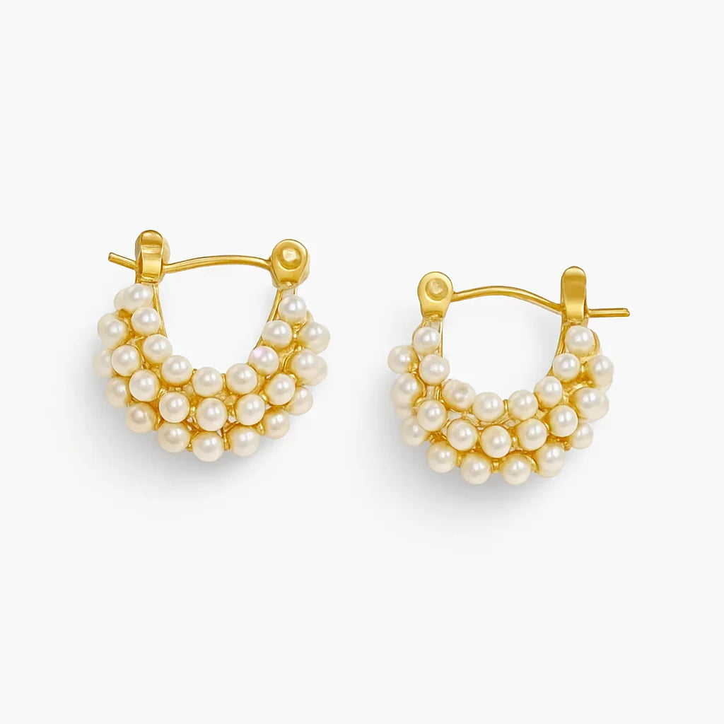 Luna pearl hoops - Etara