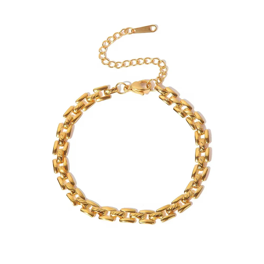 Geometric Gold Belt Chain Bracelet - Etara